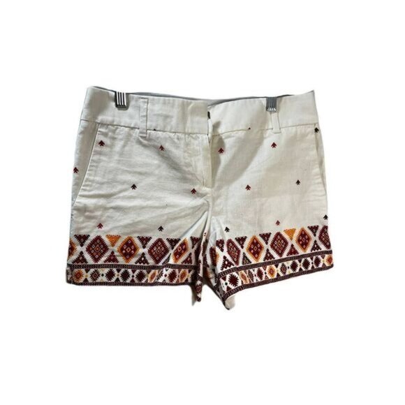 Loft Ann Taylor Linen Blend Riviera Shorts Bohemian Aztec Print Size 0 - Picture 2 of 8